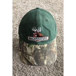 Vintage Buckmasters Green Camo Adjustable Hat Cap One Size